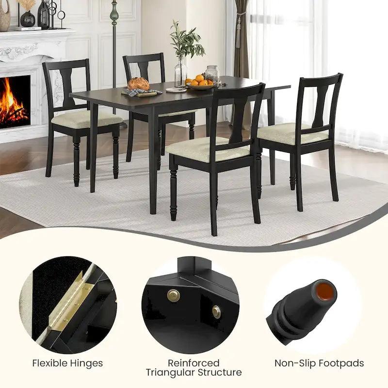 Set di 4 sedie da pranzo imbottite in legno con vano portaoggetti sotto la seduta