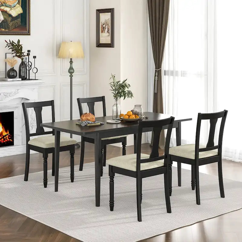 Set di 4 sedie da pranzo imbottite in legno con vano portaoggetti sotto la seduta