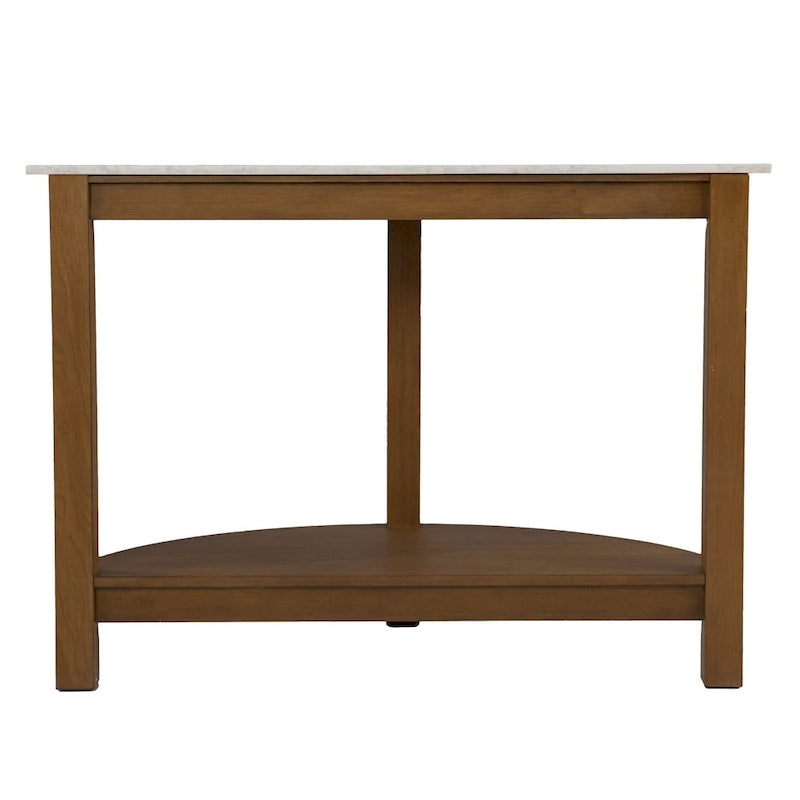 Consolle a semicerchio con ripiano effetto marmo e base in legno