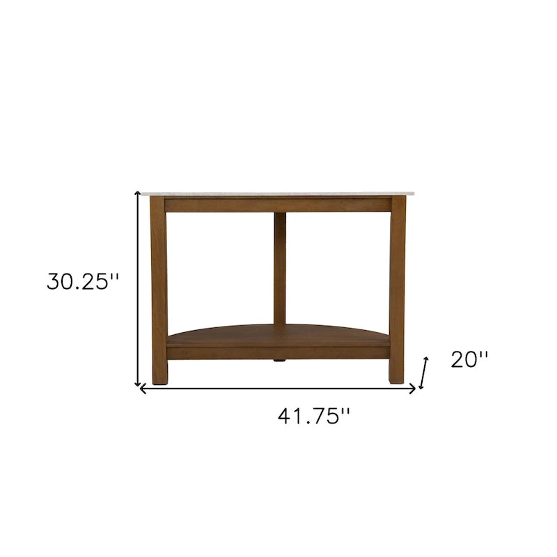 Consolle a semicerchio con ripiano effetto marmo e base in legno