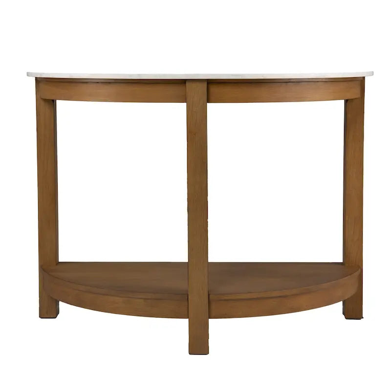 Consolle a semicerchio con ripiano effetto marmo e base in legno