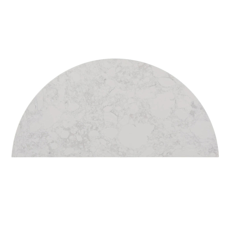 Consolle a semicerchio con ripiano effetto marmo e base in legno