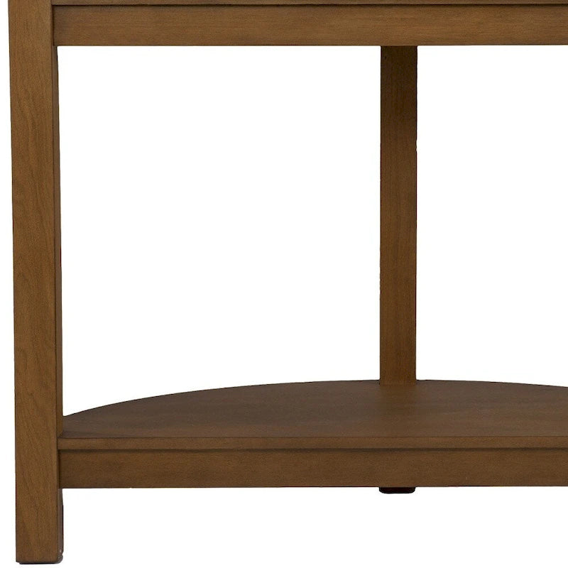 Consolle a semicerchio con ripiano effetto marmo e base in legno