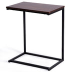 Tavolino laterale a C per divano e laptop con struttura in acciaio e piano in legno - 22x14x26 pollici