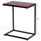 Tavolino laterale a C per divano e laptop con struttura in acciaio e piano in legno - 22x14x26 pollici