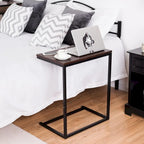 Tavolino laterale a C per divano e laptop con struttura in acciaio e piano in legno - 22x14x26 pollici