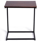 Tavolino laterale a C per divano e laptop con struttura in acciaio e piano in legno - 22x14x26 pollici