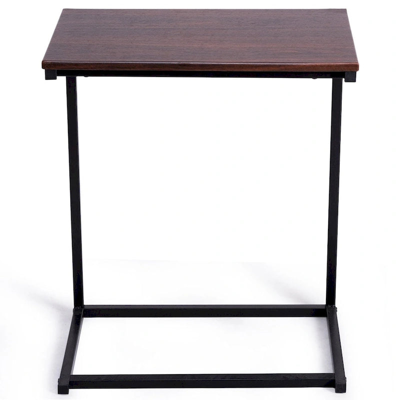 Tavolino laterale a C per divano e laptop con struttura in acciaio e piano in legno - 22x14x26 pollici