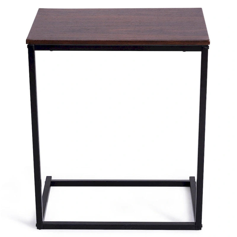 Tavolino laterale a C per divano e laptop con struttura in acciaio e piano in legno - 22x14x26 pollici