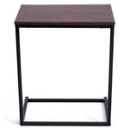 Tavolino laterale a C per divano e laptop con struttura in acciaio e piano in legno - 22x14x26 pollici