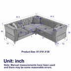 Divano componibile a L con design Chesterfield, in tessuto ciniglia, 5 posti
