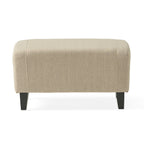 Poltrona Club in Tessuto Trapuntato Beige Chiaro con Pouf