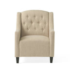 Poltrona Club in Tessuto Trapuntato Beige Chiaro con Pouf