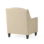 Poltrona Club in Tessuto Trapuntato Beige Chiaro con Pouf