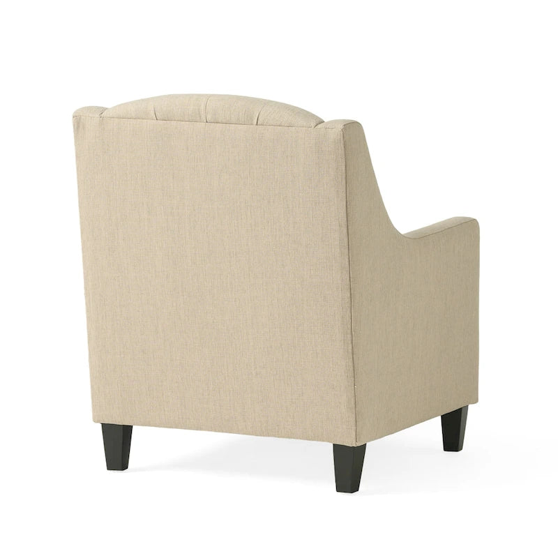 Poltrona Club in Tessuto Trapuntato Beige Chiaro con Pouf
