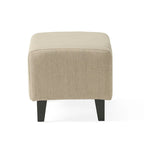 Poltrona Club in Tessuto Trapuntato Beige Chiaro con Pouf