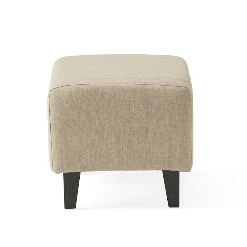 Poltrona Club in Tessuto Trapuntato Beige Chiaro con Pouf