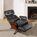 Poltrona reclinabile moderna in similpelle stile Mid-Century