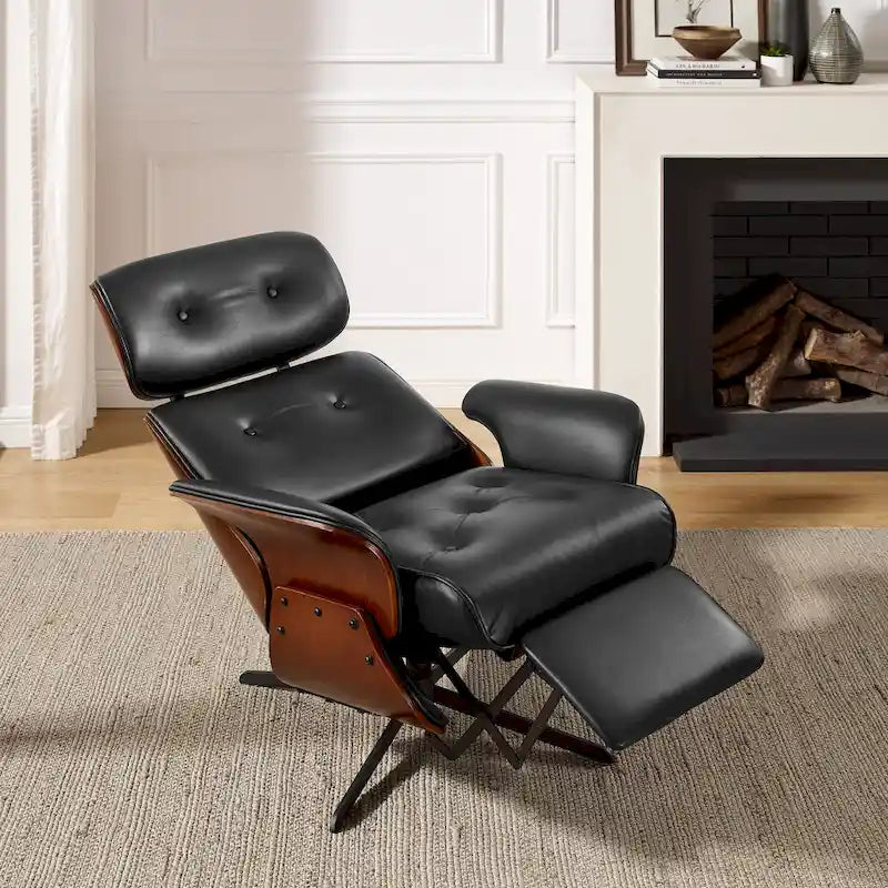 Poltrona reclinabile moderna in similpelle stile Mid-Century