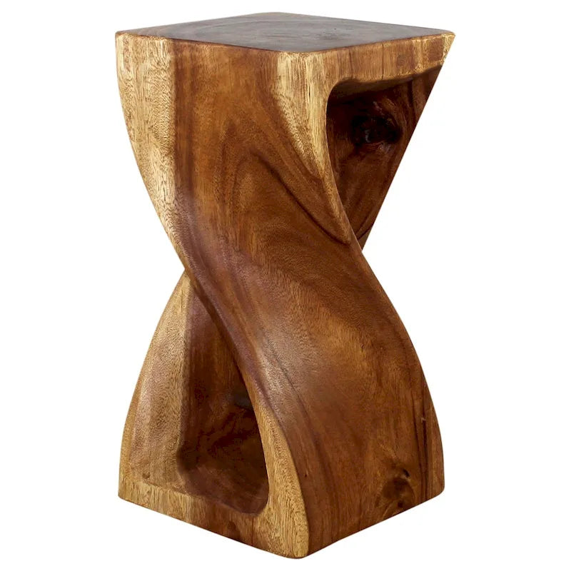 Sgabello Twist in Legno Massello 12 x 12 x 23 in – Finitura Olio Noce