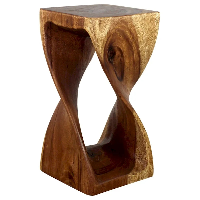 Sgabello Twist in Legno Massello 12 x 12 x 23 in – Finitura Olio Noce