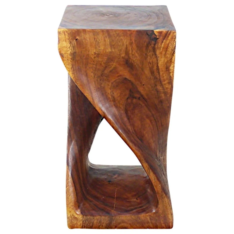 Sgabello Twist in Legno Massello 12 x 12 x 23 in – Finitura Olio Noce