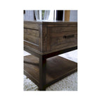 Tavolino da salotto rettangolare marrone casual con cassetto