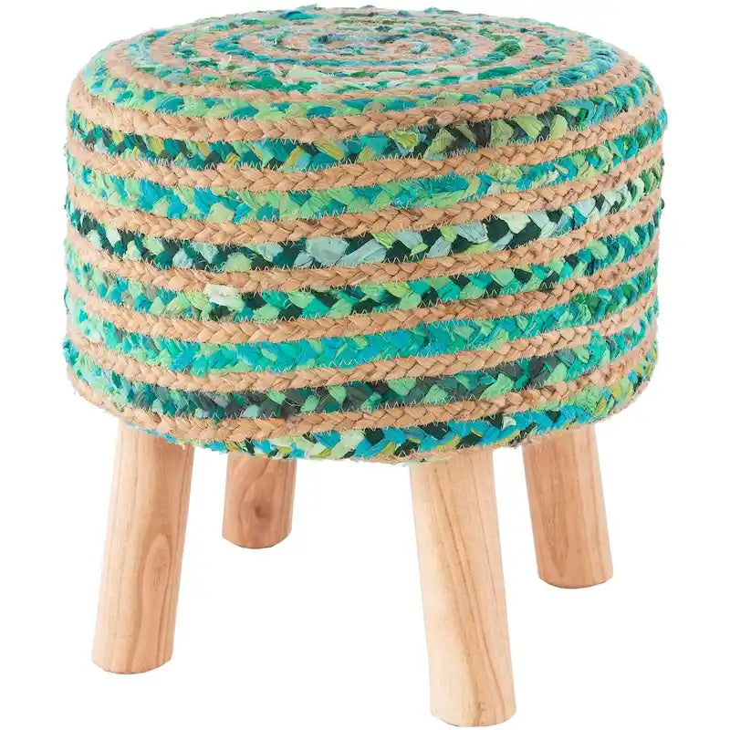 Sgabello Rotondo in Juta e Legno - Stile Bohemien