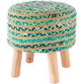 Sgabello Rotondo in Juta e Legno - Stile Bohemien