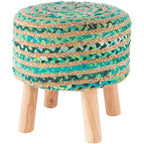 Sgabello Rotondo in Juta e Legno - Stile Bohemien
