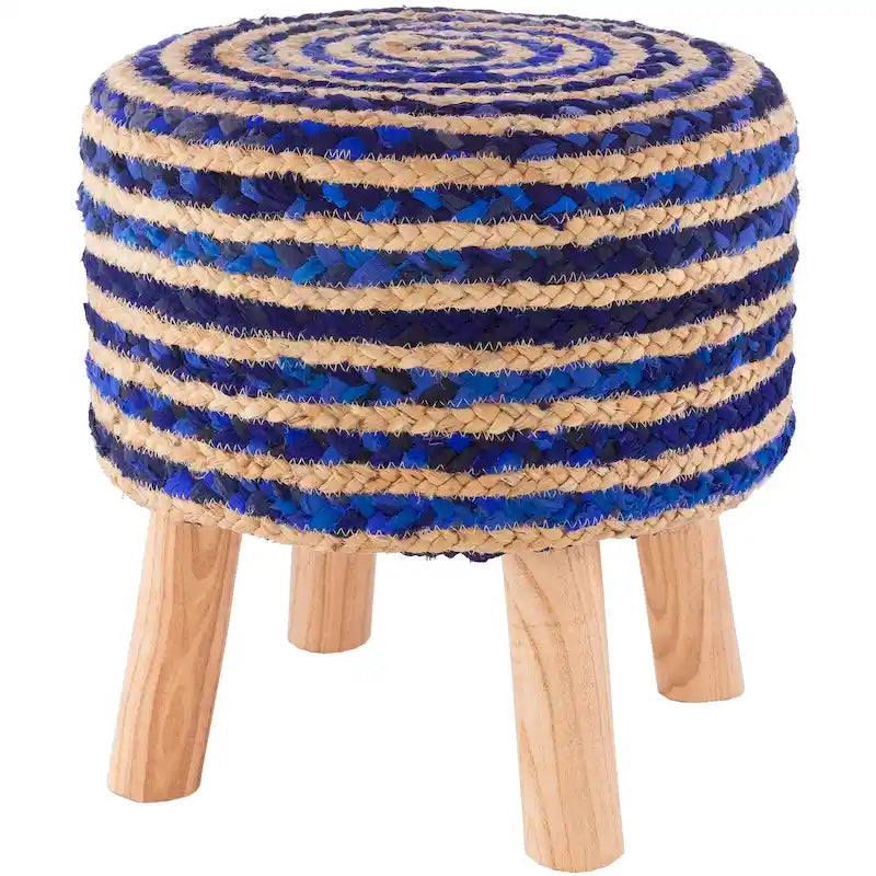 Sgabello Rotondo in Juta e Legno - Stile Bohemien