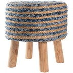 Sgabello Rotondo in Juta e Legno - Stile Bohemien