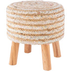 Sgabello Rotondo in Juta e Legno - Stile Bohemien