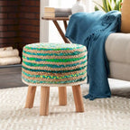 Sgabello Rotondo in Juta e Legno - Stile Bohemien