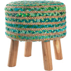 Sgabello Rotondo in Juta e Legno - Stile Bohemien