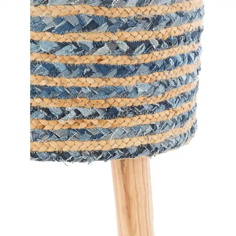 Sgabello Rotondo in Juta e Legno - Stile Bohemien