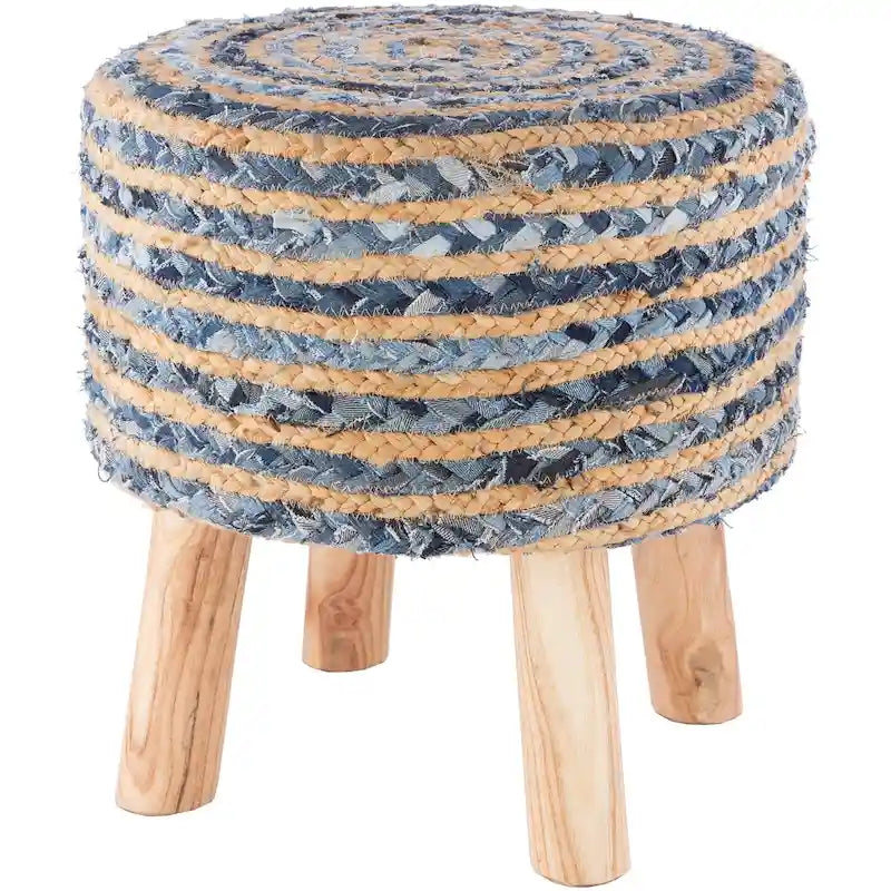 Sgabello Rotondo in Juta e Legno - Stile Bohemien