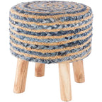 Sgabello Rotondo in Juta e Legno - Stile Bohemien