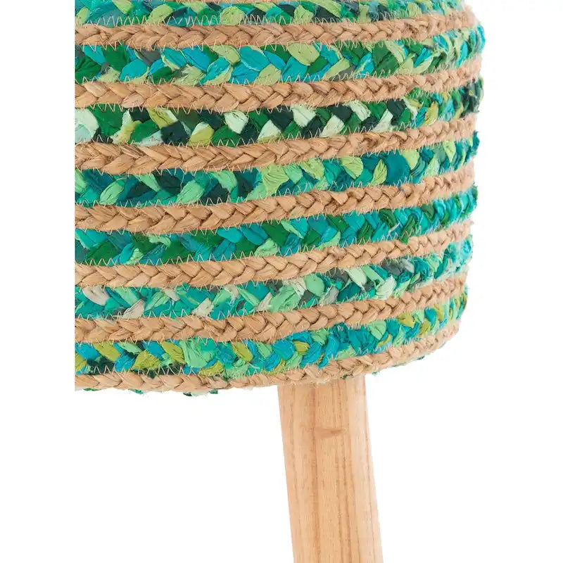 Sgabello Rotondo in Juta e Legno - Stile Bohemien