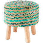 Sgabello Rotondo in Juta e Legno - Stile Bohemien
