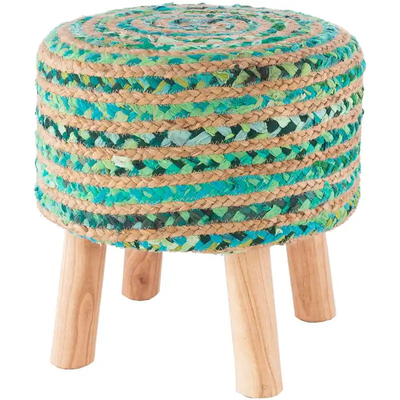 Sgabello Rotondo in Juta e Legno - Stile Bohemien