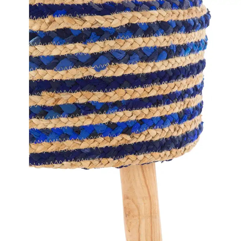 Sgabello Rotondo in Juta e Legno - Stile Bohemien