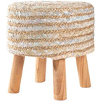 Sgabello Rotondo in Juta e Legno - Stile Bohemien