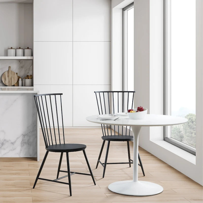 Tavolo da pranzo rotondo da 42 pollici con base in metallo
