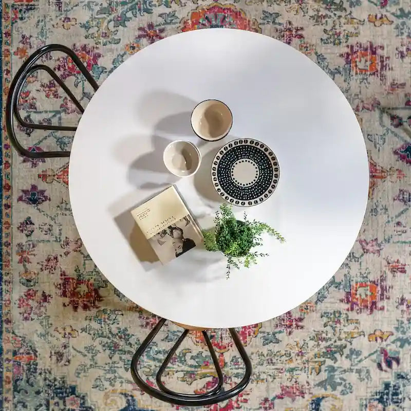 Tavolo da pranzo rotondo da 42 pollici con base in metallo