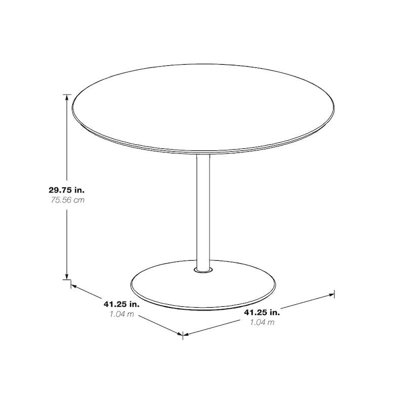 Tavolo da pranzo rotondo da 42 pollici con base in metallo