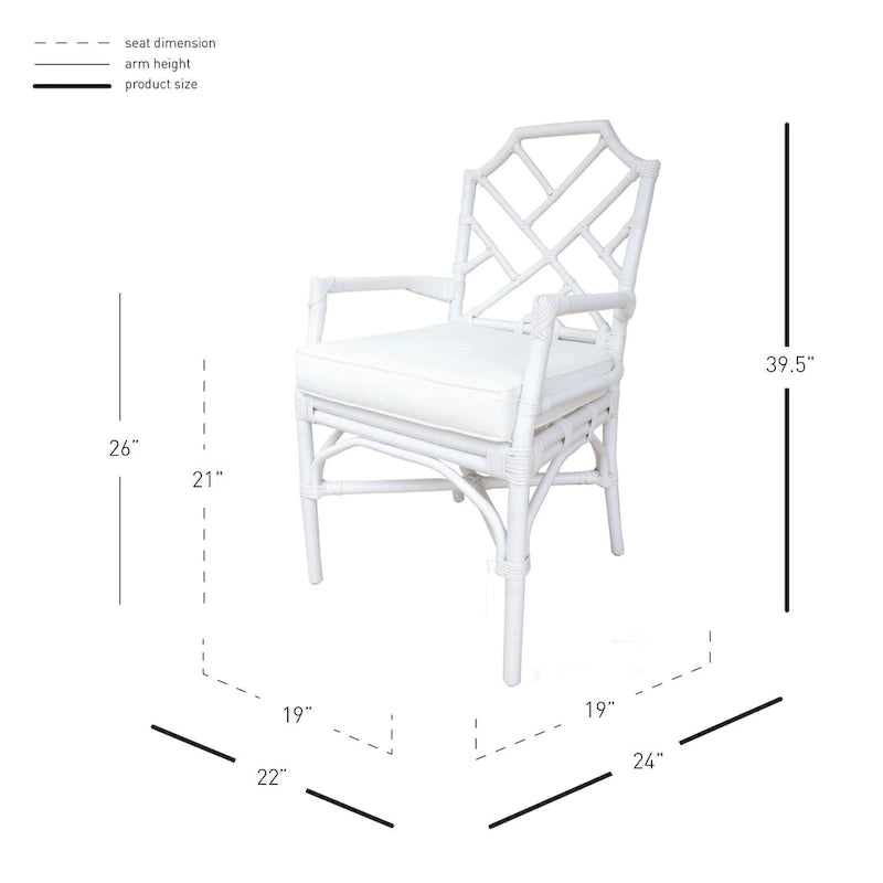 Poltrona in rattan con design Chippendale cinese