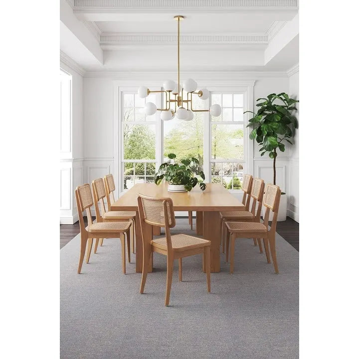 Sedia da pranzo in rattan e canna con struttura in legno di frassino
