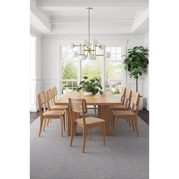 Sedia da pranzo in rattan e canna con struttura in legno di frassino