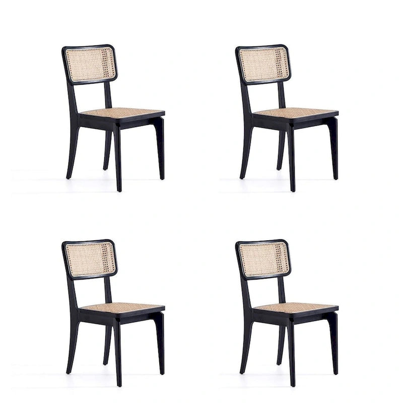 Sedia da pranzo in rattan e canna con struttura in legno di frassino